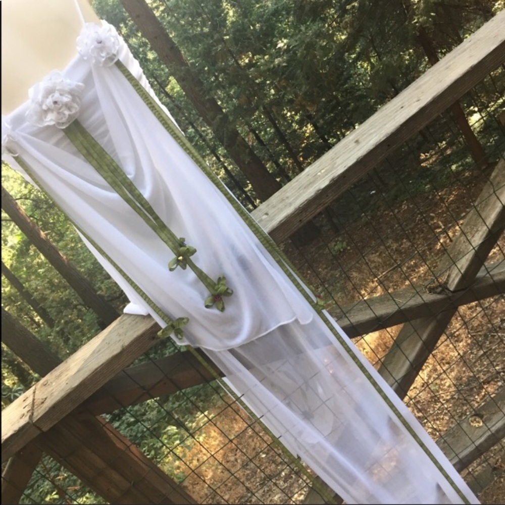 Kreativekristen original upcycled white floral evening  prom gown maxi dress - Picture 9 of 15
